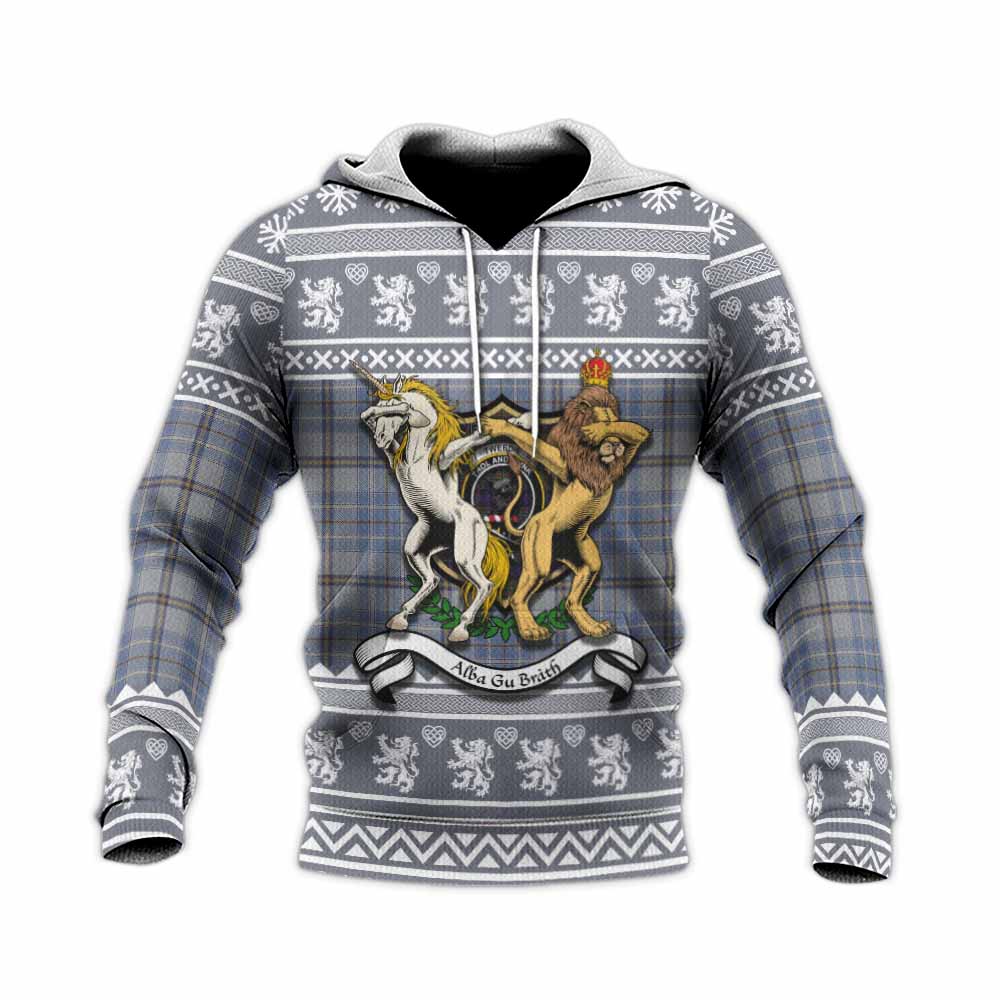 Tweedie Clan Tartan Crest Christmas Knitted Hoodie Coat of Arms Funny Style - Tartan Vibes Clothing