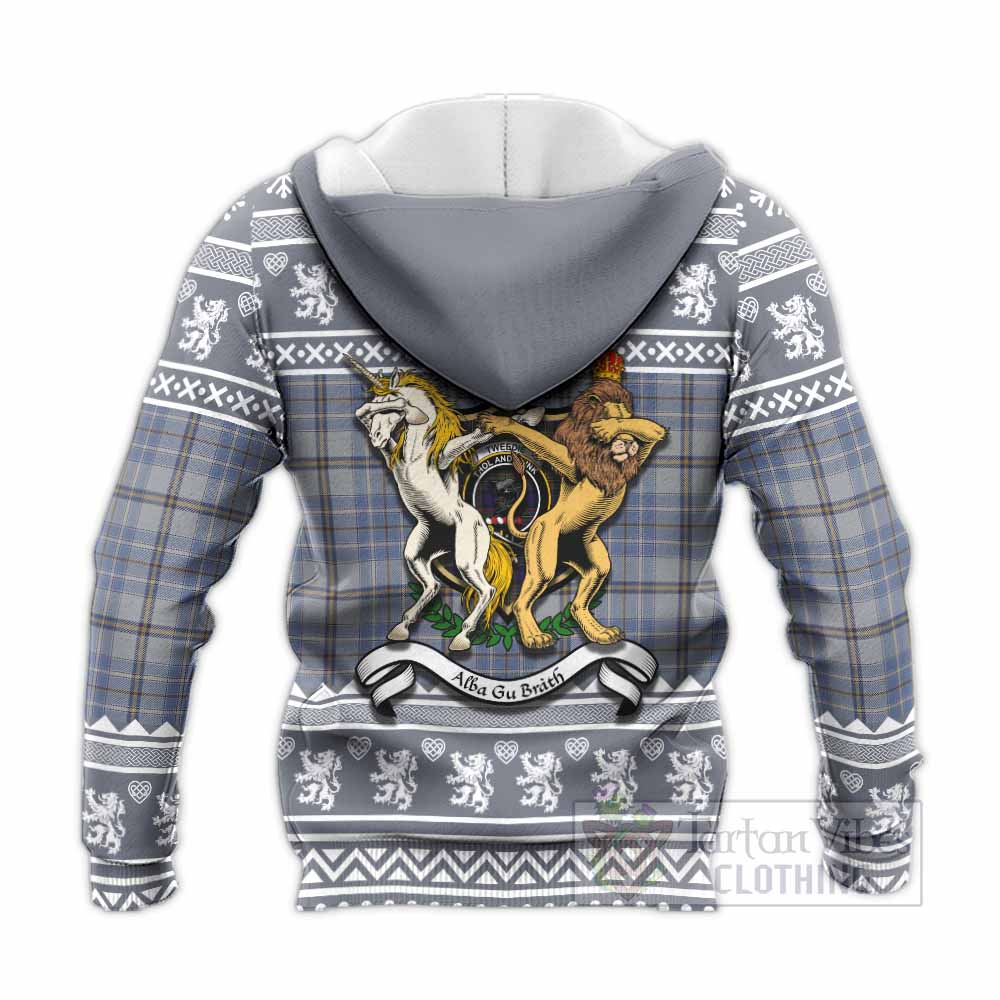 Tweedie Clan Tartan Crest Christmas Knitted Hoodie Coat of Arms Funny Style - Tartan Vibes Clothing