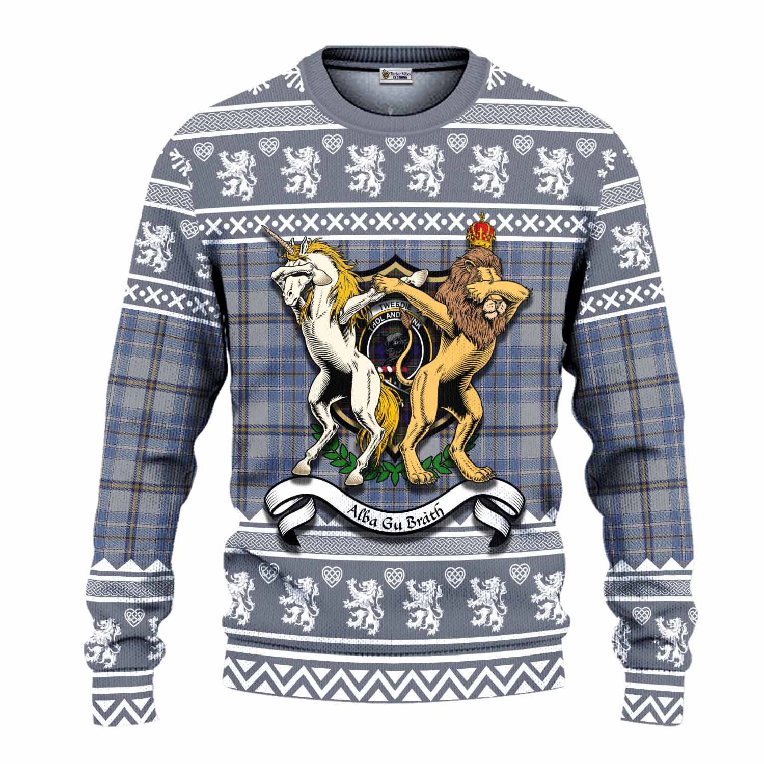 Tweedie Clan Tartan Crest Christmas Ugly Sweater Coat of Arms Funny Style - Tartan Vibes Clothing