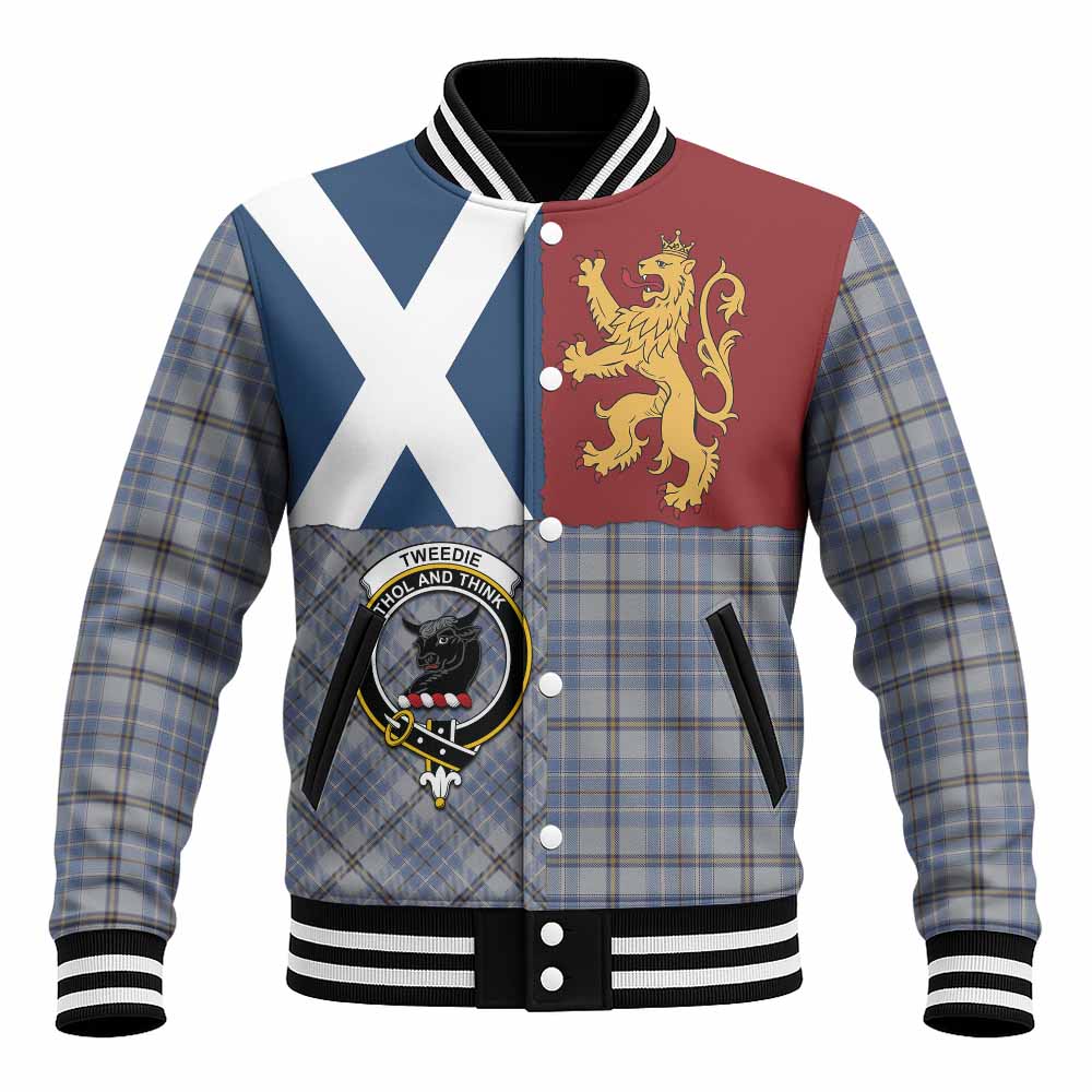 Tweedie Crest Tartan Baseball Jacket with Lion Rampant Saltire Style