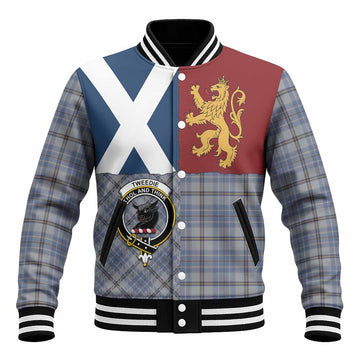 Tweedie Crest Tartan Baseball Jacket with Lion Rampant Saltire Style