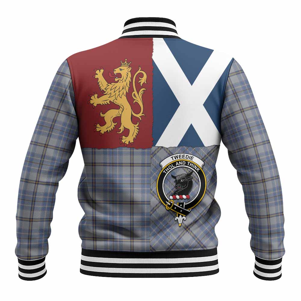 Tweedie Crest Tartan Baseball Jacket with Lion Rampant Saltire Style