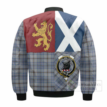 Tweedie Crest Tartan Bomber Jacket with Lion Rampant Saltire Style