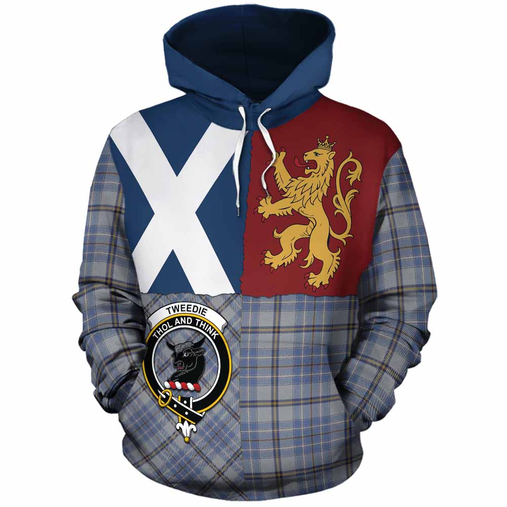 Tweedie Crest Tartan Cotton Hoodie with Lion Rampant Saltire Style - Tartan Vibes Clothing