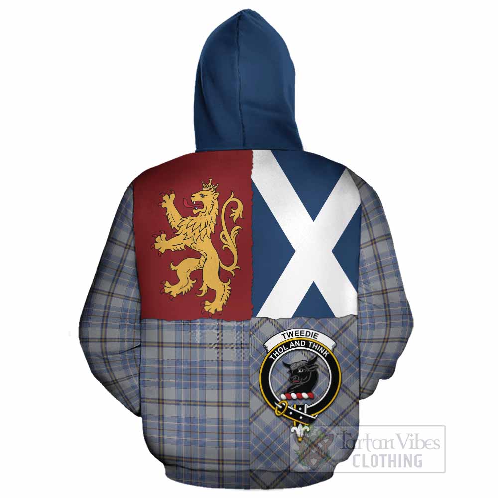 Tweedie Crest Tartan Cotton Hoodie with Lion Rampant Saltire Style - Tartan Vibes Clothing