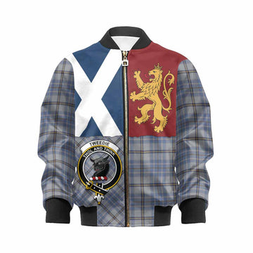 Tweedie Crest Tartan Kid Bomber Jacket with Lion Rampant Saltire Style - Tartan Vibes Clothing