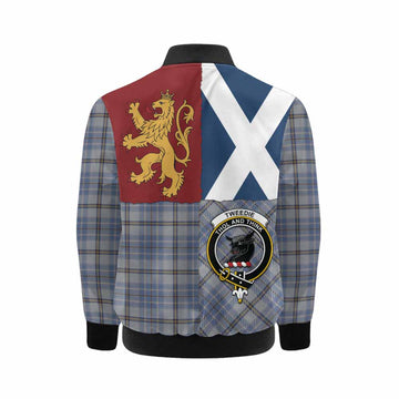Tweedie Crest Tartan Kid Bomber Jacket with Lion Rampant Saltire Style - Tartan Vibes Clothing