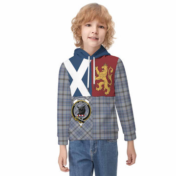 Tweedie Crest Tartan Kid Hoodie with Lion Rampant Saltire Style - Tartan Vibes Clothing