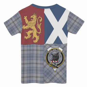 Tweedie Crest Tartan Kid T-shirt with Lion Rampant Saltire Style - Tartan Vibes Clothing