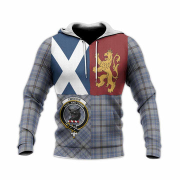 Tweedie Crest Tartan Knitted Hoodie with Lion Rampant Saltire Style
