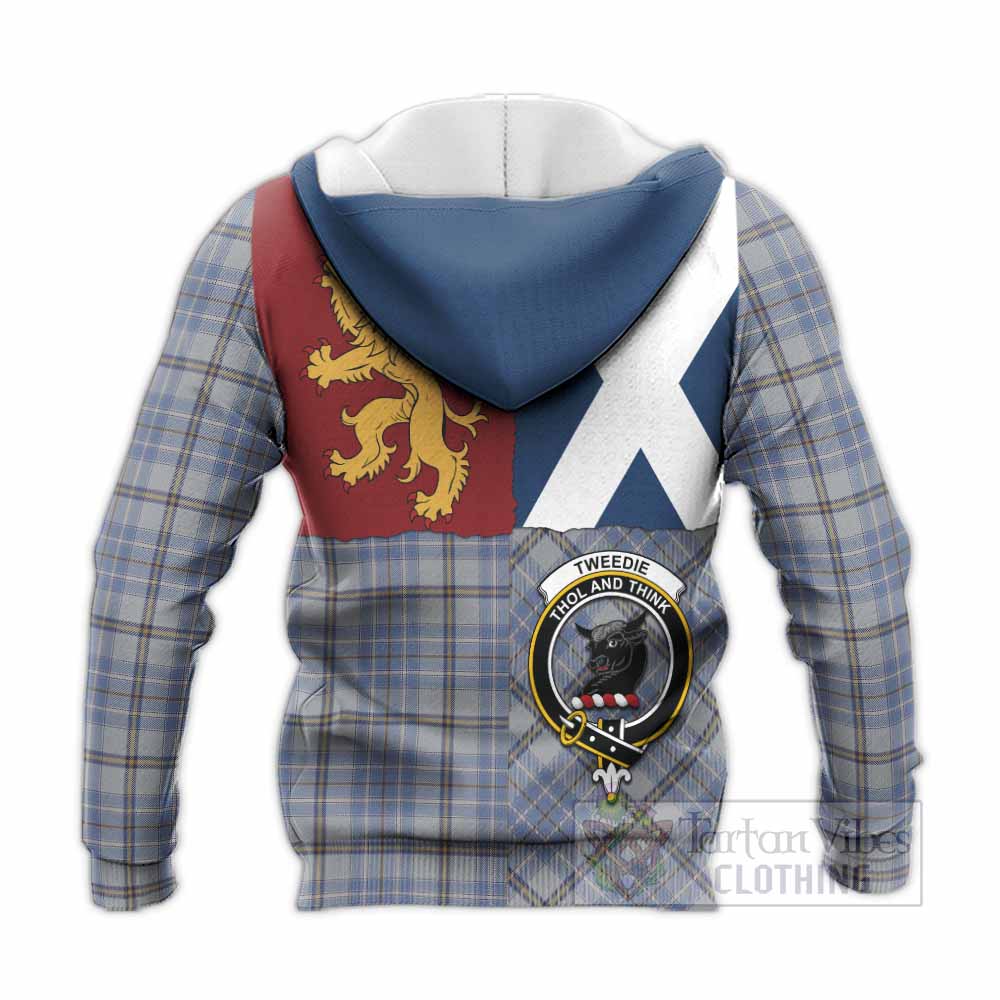 Tweedie Crest Tartan Knitted Hoodie with Lion Rampant Saltire Style