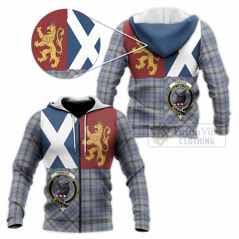 Tweedie Crest Tartan Knitted Hoodie with Lion Rampant Saltire Style