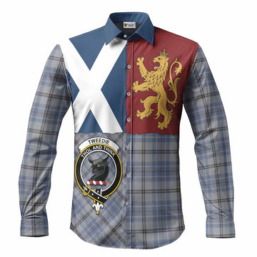 Tweedie Crest Tartan Long Sleeve Button Shirts with Lion Rampant Saltire Style