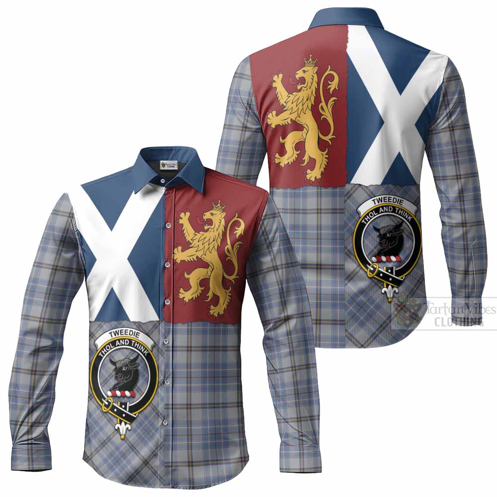 Tweedie Crest Tartan Long Sleeve Button Shirts with Lion Rampant Saltire Style