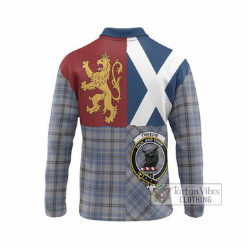 Tweedie Crest Tartan Long Sleeve Polo Shirt with Lion Rampant Saltire Style