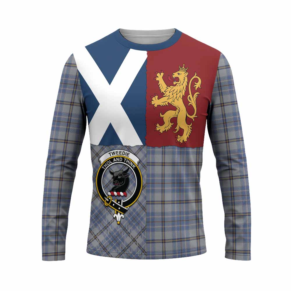 Tweedie Crest Tartan Long Sleeve T-Shirt with Lion Rampant Saltire Style