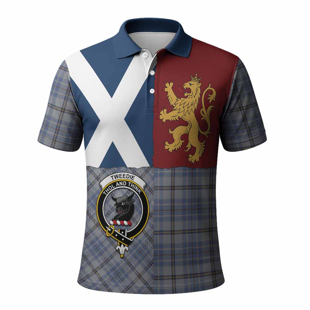 Tweedie Crest Tartan Polo Shirt with Lion Rampant Saltire Style