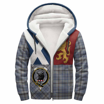 Tweedie Crest Tartan Sherpa Hoodie with Lion Rampant Saltire Style