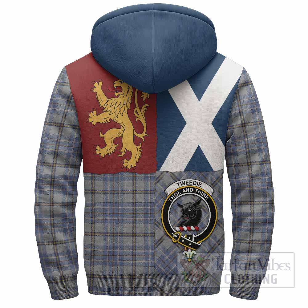 Tweedie Crest Tartan Sherpa Hoodie with Lion Rampant Saltire Style