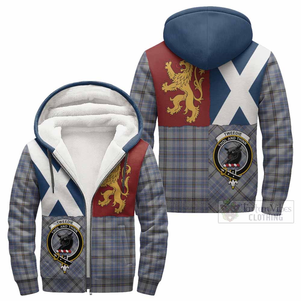 Tweedie Crest Tartan Sherpa Hoodie with Lion Rampant Saltire Style