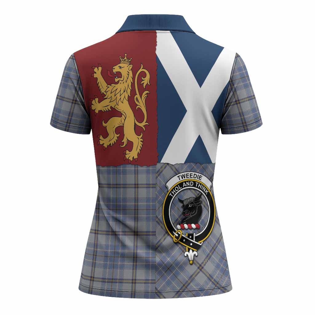 Tweedie Crest Tartan Women Polo Shirt with Lion Rampant Saltire Style