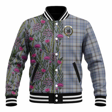 Tweedie Family Crest Tartan Baseball Jacket Scottish Thistle Flower Pattern Half Style