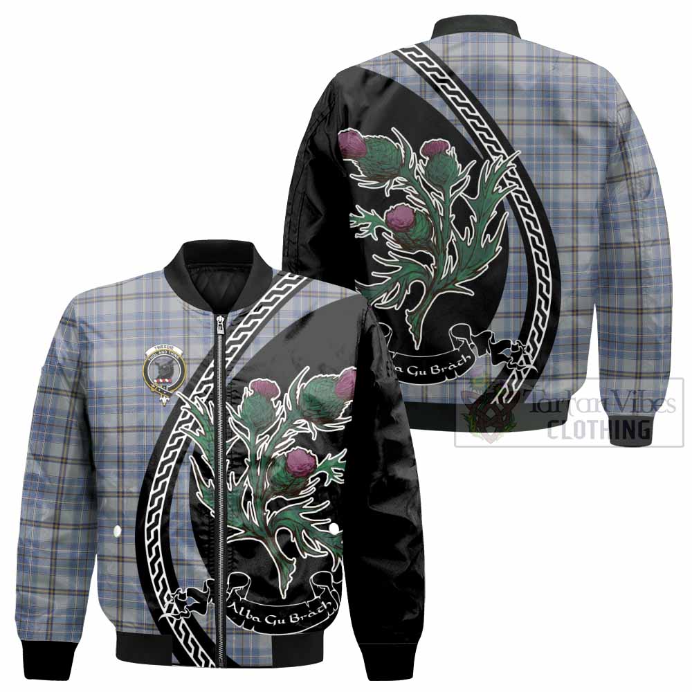 Tweedie Family Crest Tartan Bomber Jacket Alba Thistle Inspired - Tartan Vibes Clothing