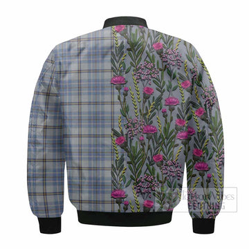 Tweedie Family Crest Tartan Bomber Jacket Scottish Thistle Flower Pattern Half Style