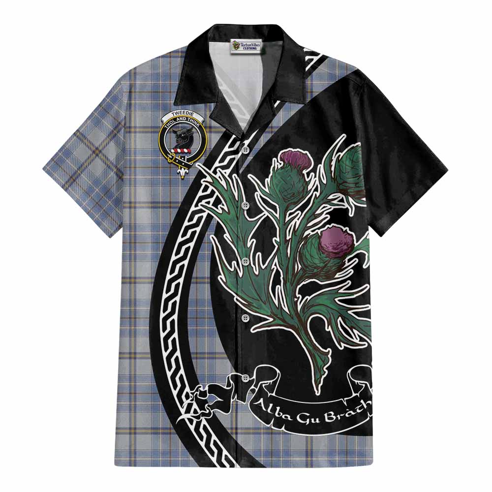 Tweedie Family Crest Tartan Cotton Hawaiian Shirt Alba Thistle Inspired - Tartan Vibes Clothing