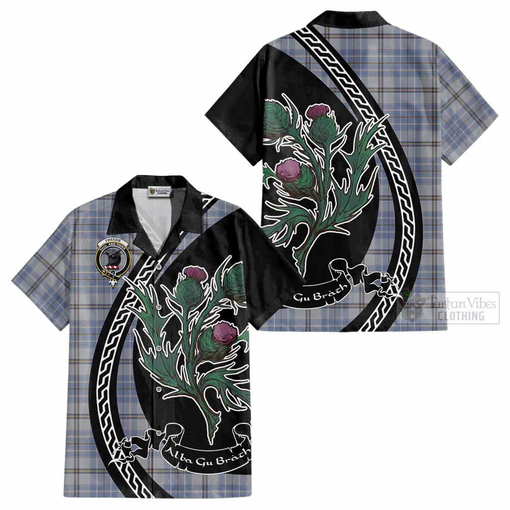 Tweedie Family Crest Tartan Cotton Hawaiian Shirt Alba Thistle Inspired - Tartan Vibes Clothing