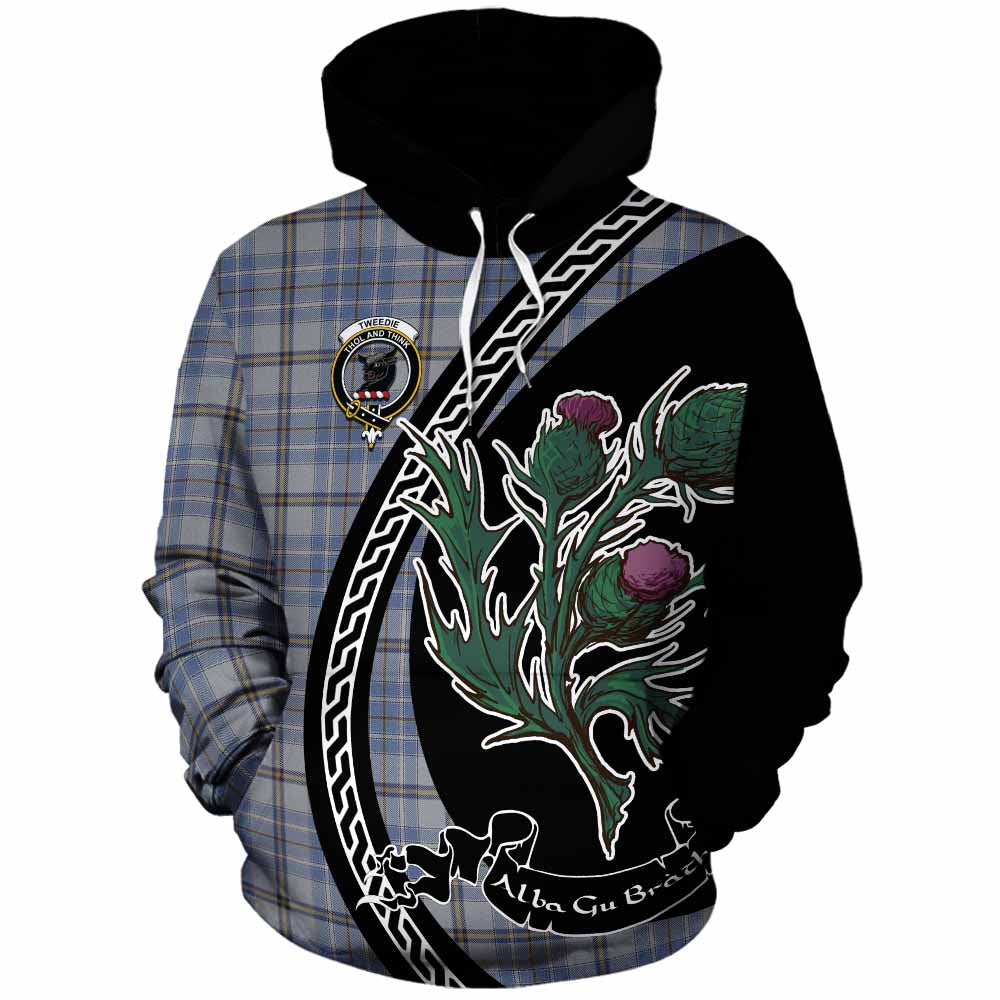Tweedie Family Crest Tartan Cotton Hoodie Alba Thistle Inspired - Tartan Vibes Clothing
