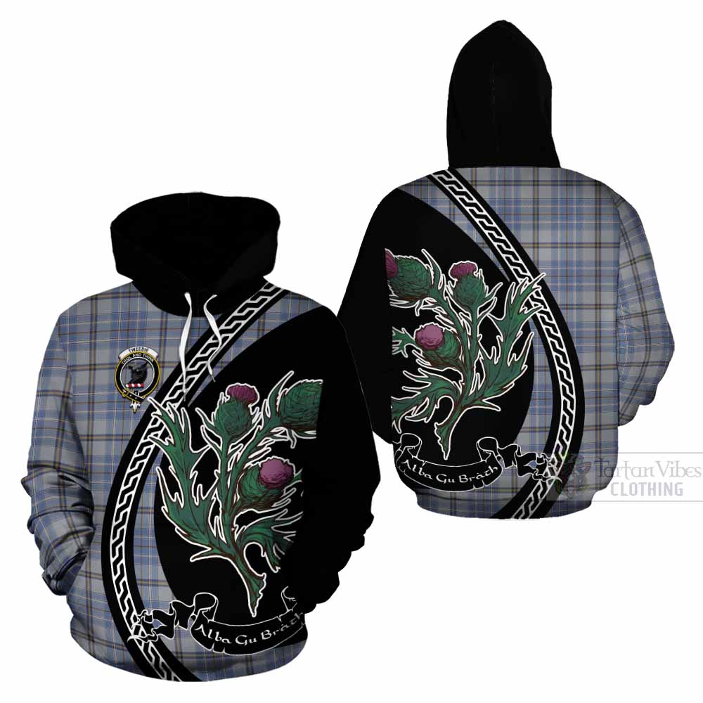 Tweedie Family Crest Tartan Cotton Hoodie Alba Thistle Inspired - Tartan Vibes Clothing