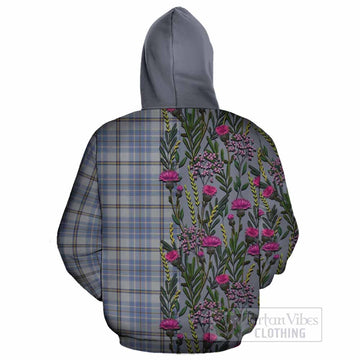 Tweedie Family Crest Tartan Cotton Hoodie Scottish Thistle Flower Pattern Half Style