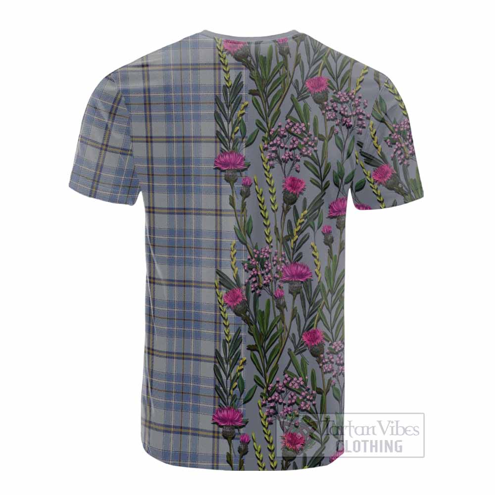 Tweedie Family Crest Tartan Cotton T-shirt Scottish Thistle Flower Pattern Half Style - Tartan Vibes Clothing