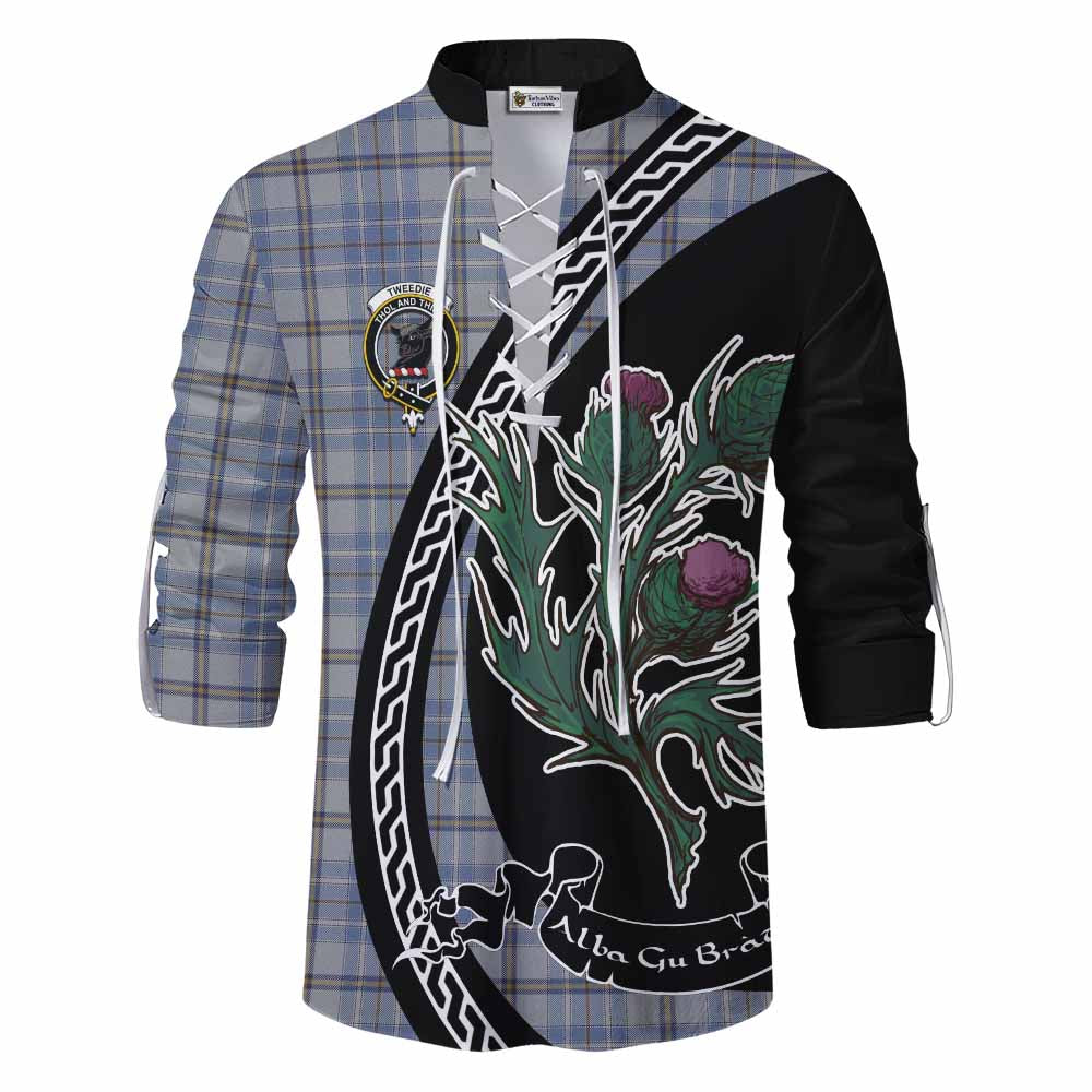 Tweedie Family Crest Tartan Ghillie Shirt Alba Thistle Inspired - Tartan Vibes Clothing