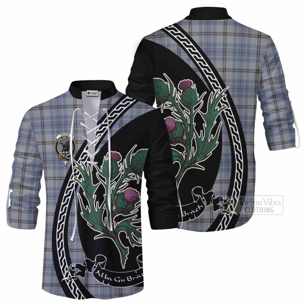 Tweedie Family Crest Tartan Ghillie Shirt Alba Thistle Inspired - Tartan Vibes Clothing