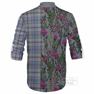 Tweedie Family Crest Tartan Ghillie Shirt Scottish Thistle Flower Pattern Half Style