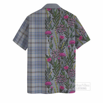 Tweedie Family Crest Tartan Hawaiian Shirt Scottish Thistle Flower Pattern Half Style