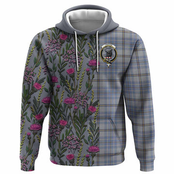 Tweedie Family Crest Tartan Hoodie Scottish Thistle Flower Pattern Half Style