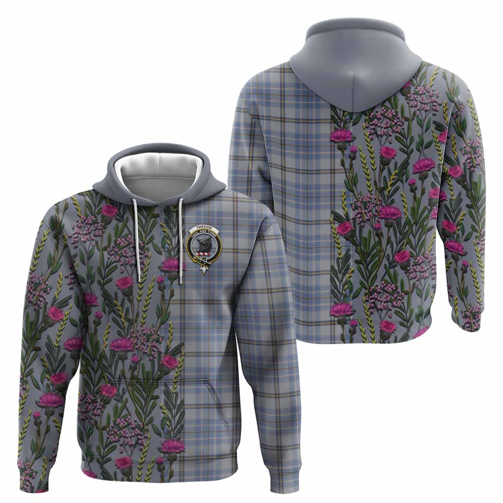 Tweedie Family Crest Tartan Hoodie Scottish Thistle Flower Pattern Half Style - Tartan Vibes Clothing