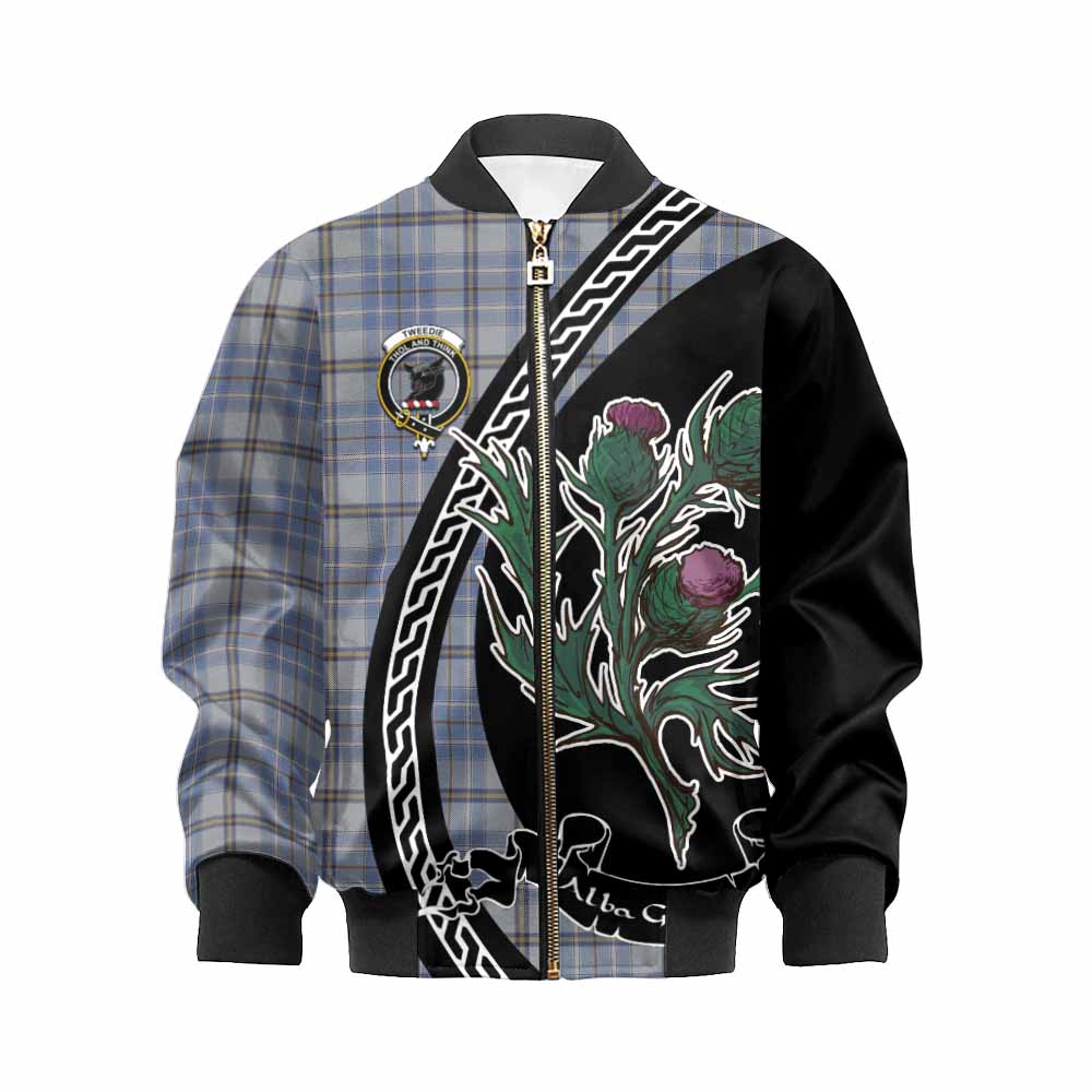 Tweedie Family Crest Tartan Kid Bomber Jacket Alba Thistle Inspired - Tartan Vibes Clothing