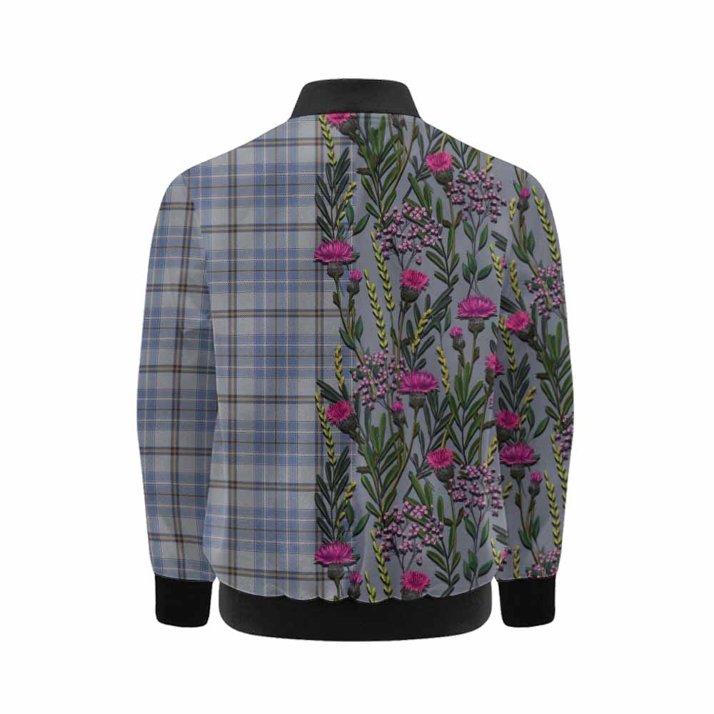 Tweedie Family Crest Tartan Kid Bomber Jacket Scottish Thistle Flower Pattern Half Style - Tartan Vibes Clothing