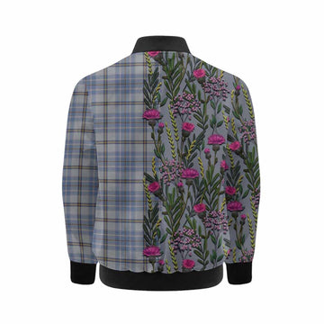 Tweedie Family Crest Tartan Kid Bomber Jacket Scottish Thistle Flower Pattern Half Style - Tartan Vibes Clothing