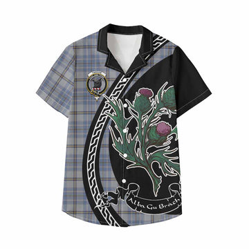 Tweedie Family Crest Tartan Kid Hawaiian Shirt Alba Thistle Inspired - Tartan Vibes Clothing