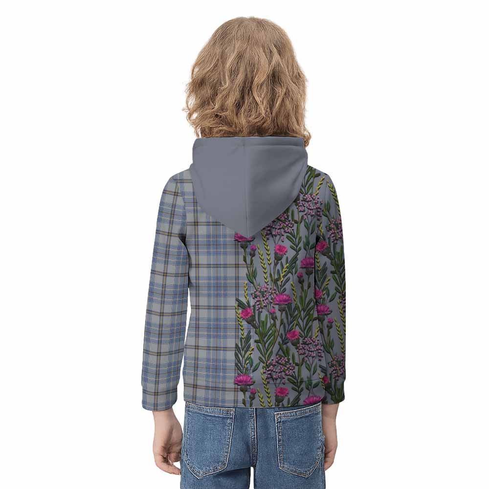 Tweedie Family Crest Tartan Kid Hoodie Scottish Thistle Flower Pattern Half Style - Tartan Vibes Clothing