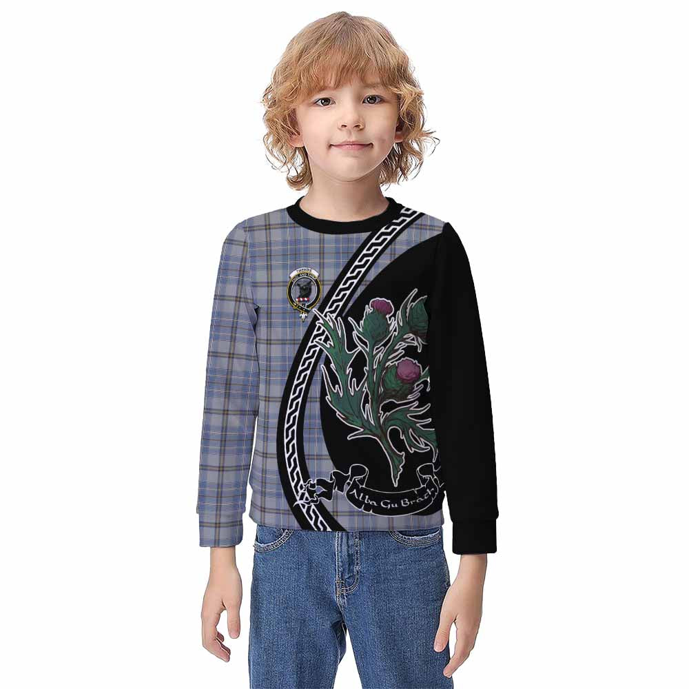 Tweedie Family Crest Tartan Kid Knitted Sweatshirt Alba Thistle Inspired - Tartan Vibes Clothing
