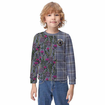 Tweedie Family Crest Tartan Kid Knitted Sweatshirt Scottish Thistle Flower Pattern Half Style - Tartan Vibes Clothing