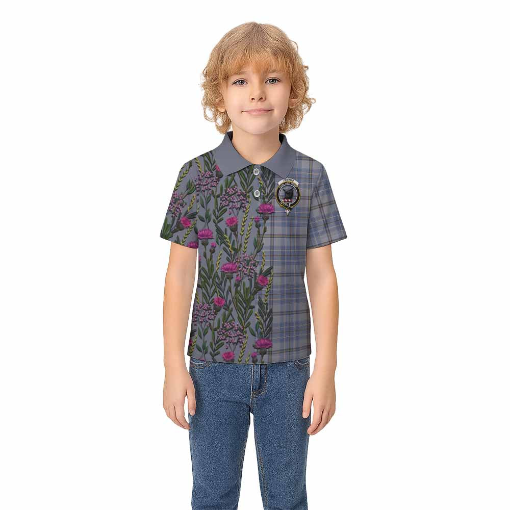 Tweedie Family Crest Tartan Kid Polo Shirt Scottish Thistle Flower Pattern Half Style - Tartan Vibes Clothing
