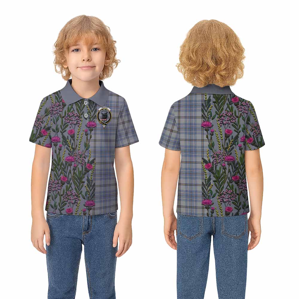 Tweedie Family Crest Tartan Kid Polo Shirt Scottish Thistle Flower Pattern Half Style - Tartan Vibes Clothing
