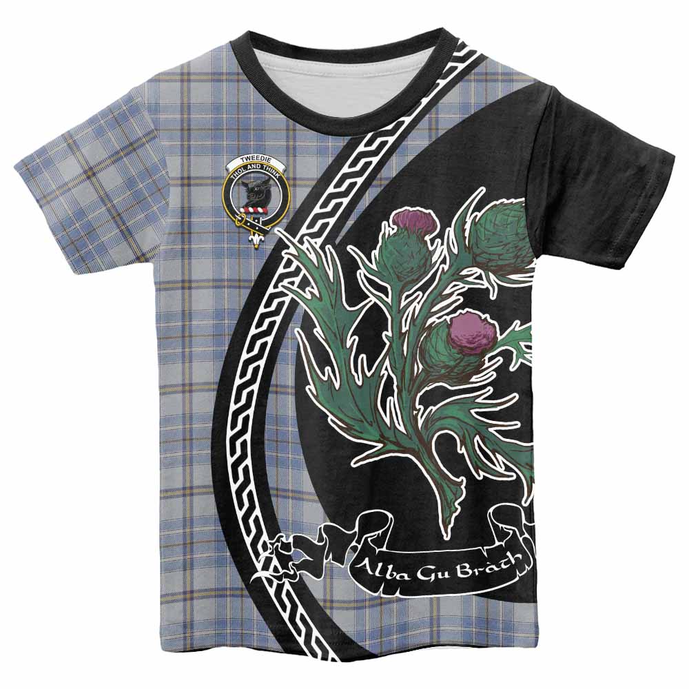 Tweedie Family Crest Tartan Kid T-shirt Alba Thistle Inspired - Tartan Vibes Clothing